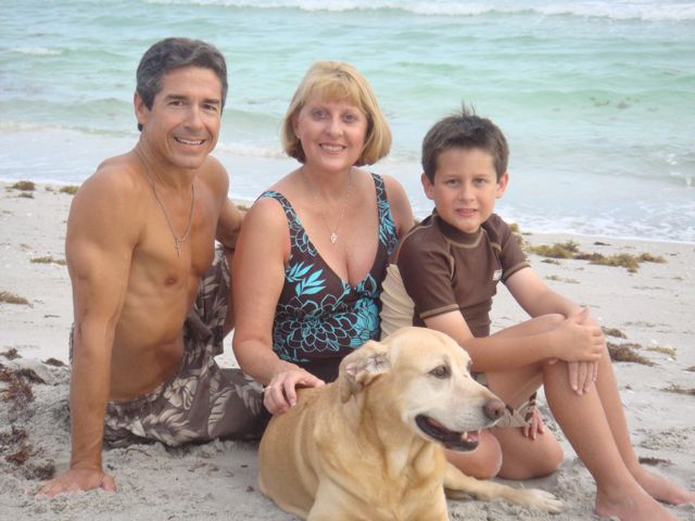 family on beach