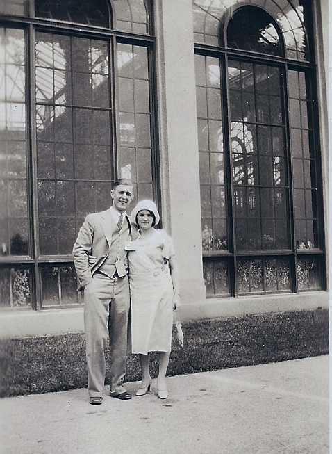 Aunt Ruth and her husband, 1930's, possibly at Longwood Gardens (PA)