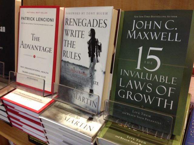 photo of three best selling leadership books at airport bookstore