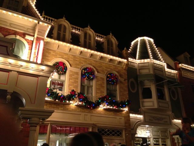 photo of Christmas decorations on Main Street, USA