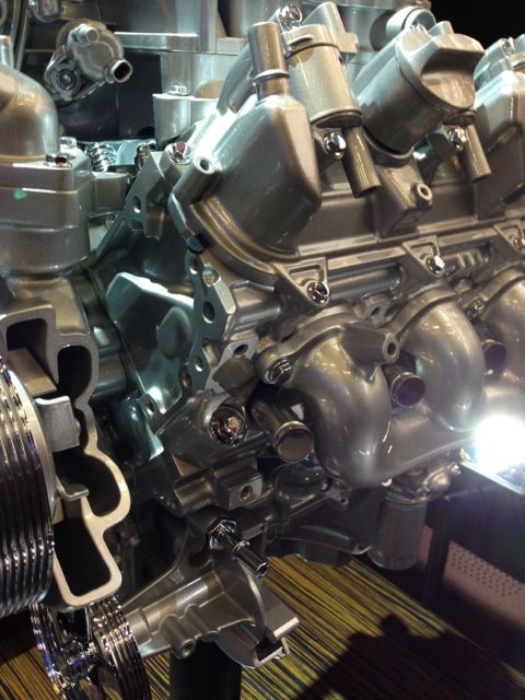 GM car engine on display at Chicago Auto Show