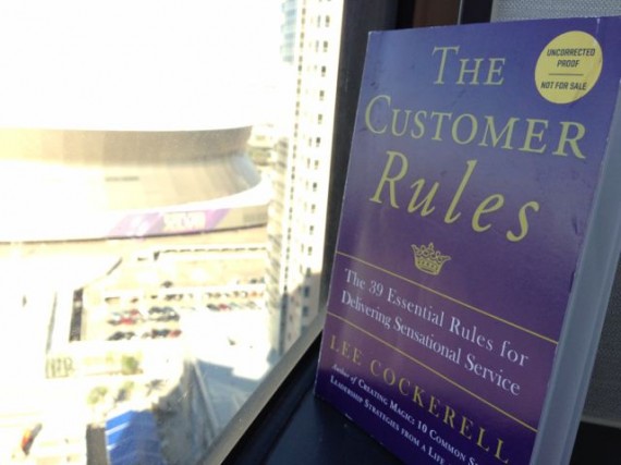 A galley copy of Lee Cockerell's 2nd book, The Customer Rules (Super Dome on left)