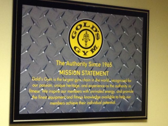 Golds Gym Mission statement wall plague