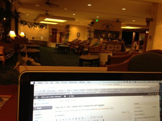 Hilo Hawaiian lobby is where the Hawaii writing gets done