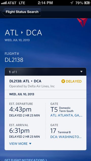 Delta phone app screen shot