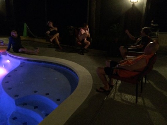 Poolside gathering in Florida neighborhood