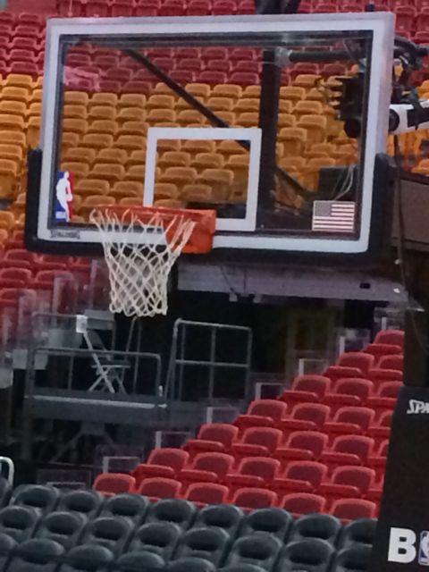 Basketball backboard in American Airlines Arena