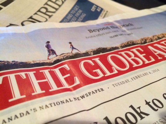 The Globe newspaper front page