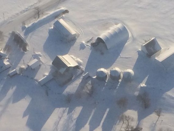 Farm covered in snow 