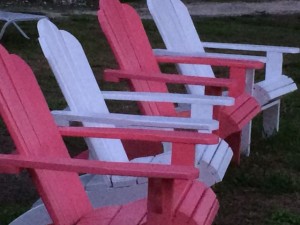 Pink and white beach chairs