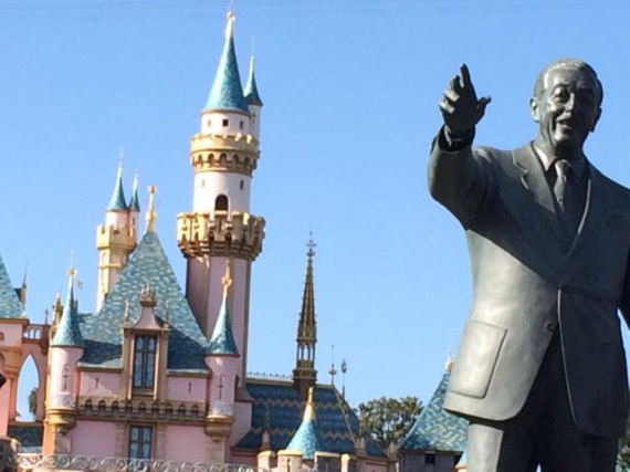 Walt Disney Partners statue in fron of Sleeping Beauty Castle