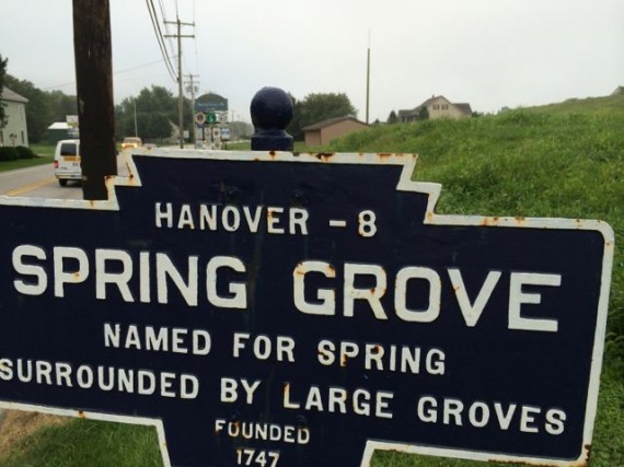 Spring Grove, Pennsylvania town established sign