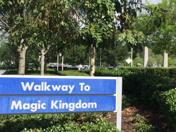 Walkway to magic Kingdom sign