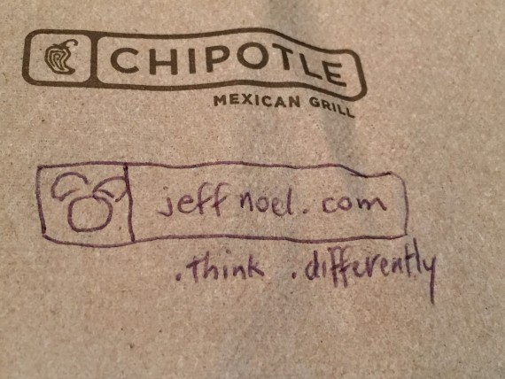 Chipotle napkin with jeff noel logo