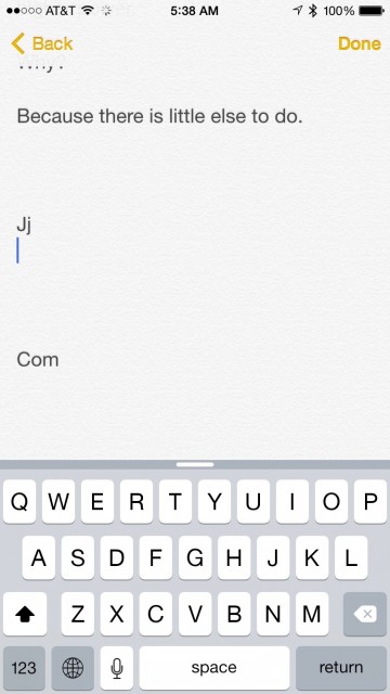 Apple Notes writing app
