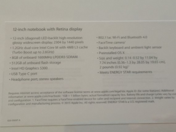 MacBook 12-inch specs