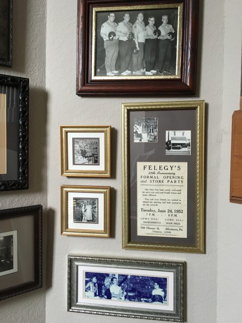 Family history photos on wall