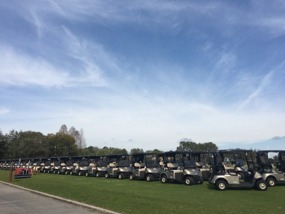 Golf carts lined up