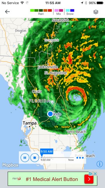 Hurricane Matthew radar view
