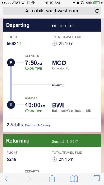 southwest airlines app