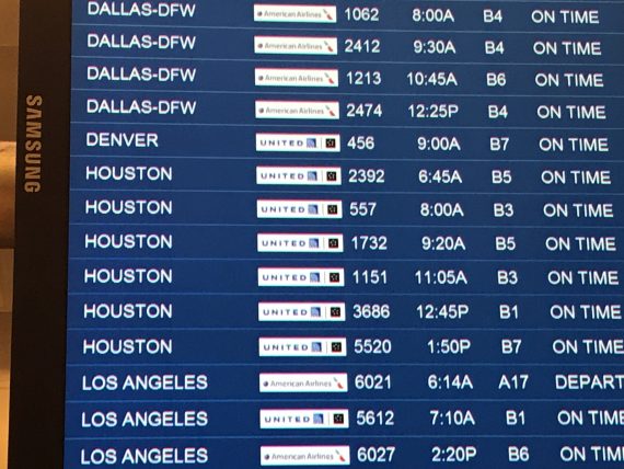 Departing flights board