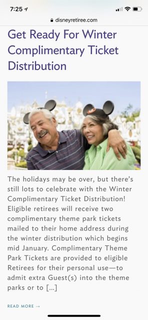 Disney Retiree benefits