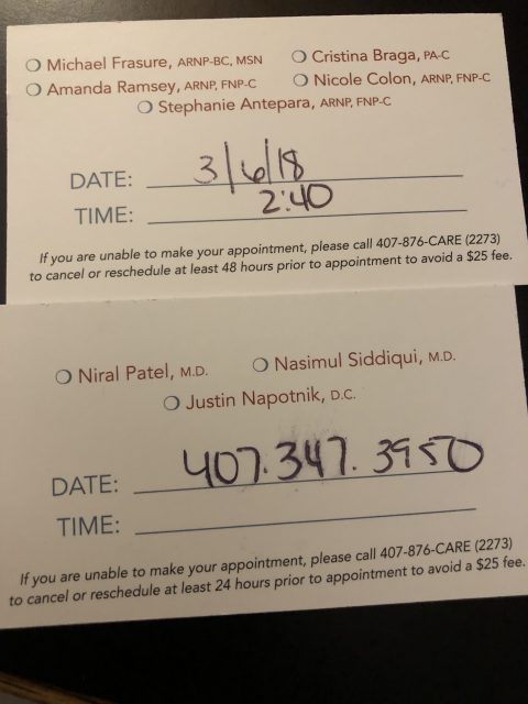 medical appoint reminder card