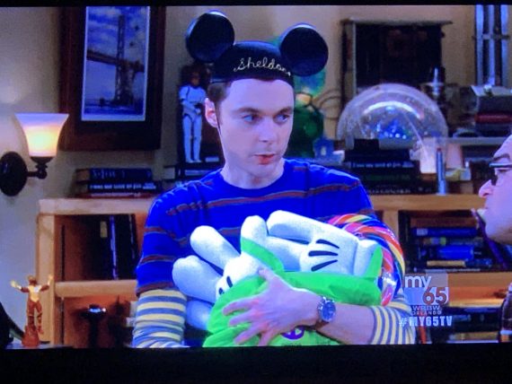 Sheldon Cooper with Mickey Mouse Ears and gloves