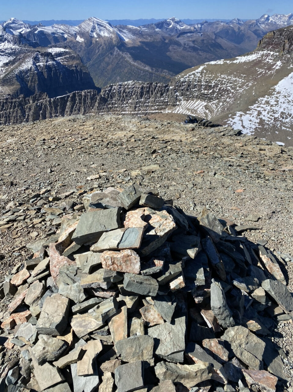 Pile of rocks at mountain summit
