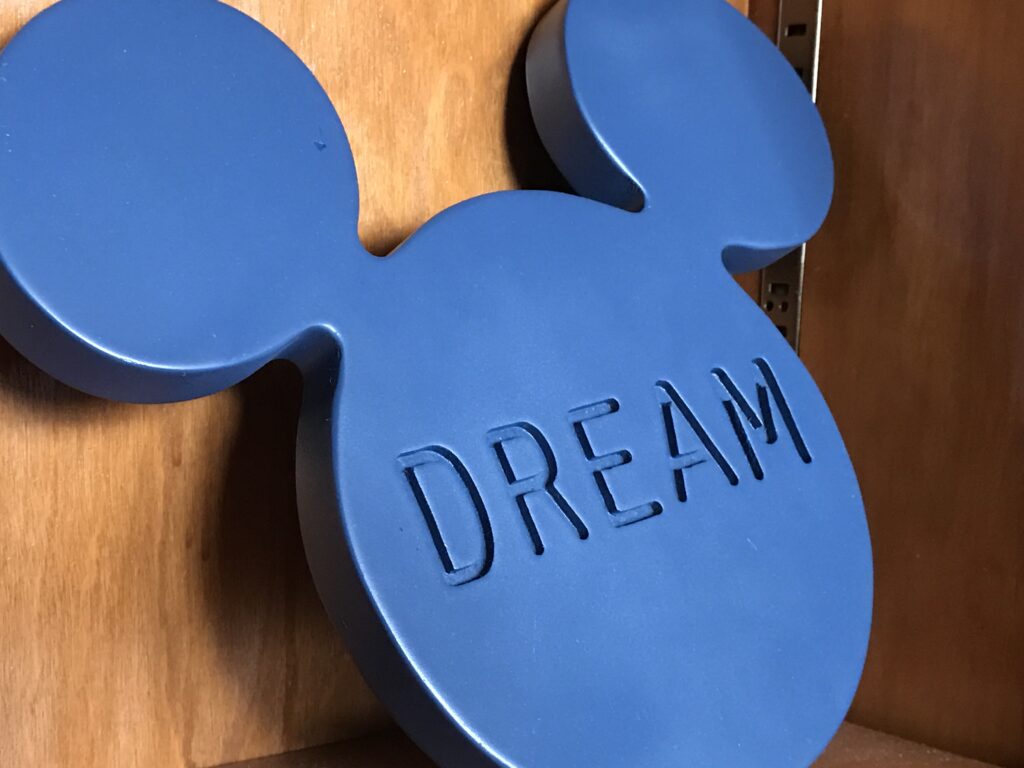 Mickey Mouse three circles with DREAM etched in