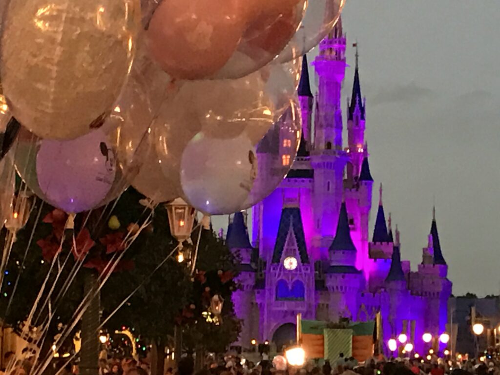 Disney balloons and Castle