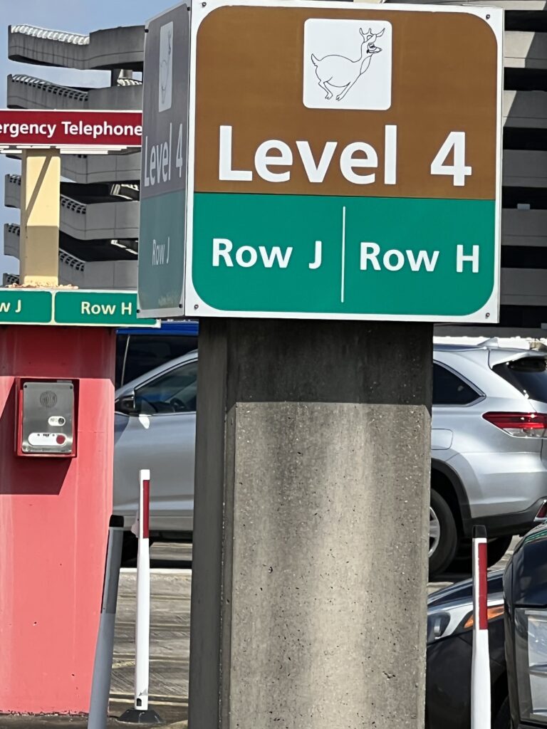 Airport parking garage sign