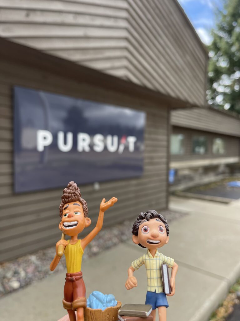 Pixar Luca toys at Pursuit office