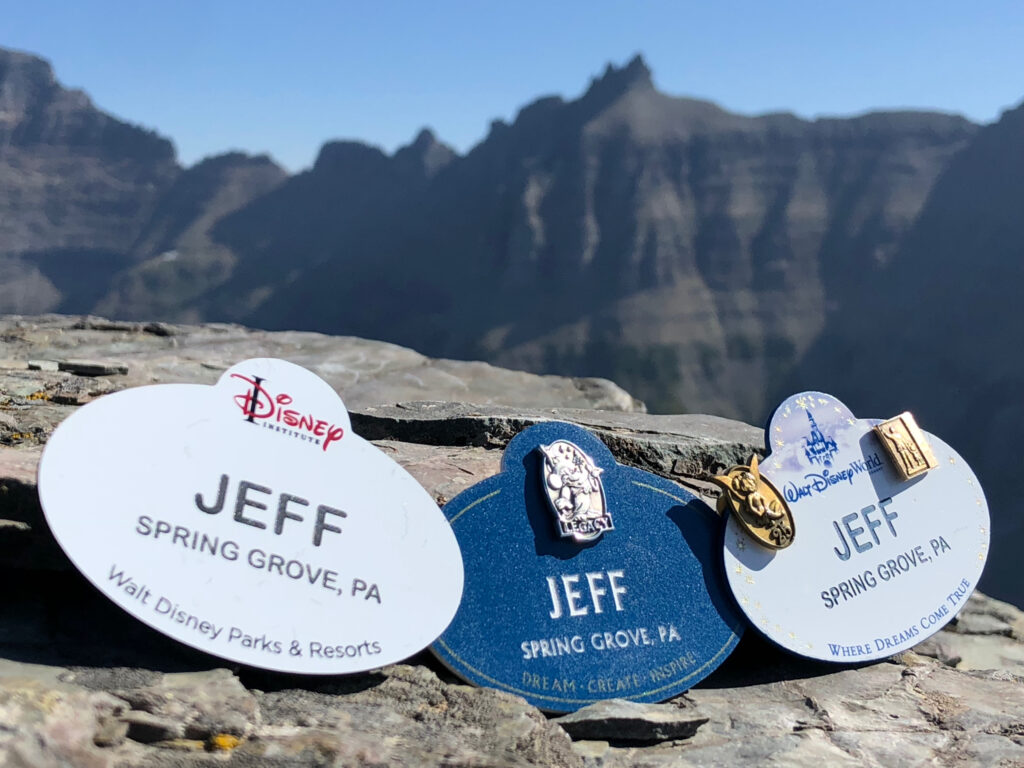 Disney Keynote Speaker Jeff noel's name tags in the mountains