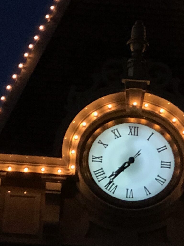 large clock at night
