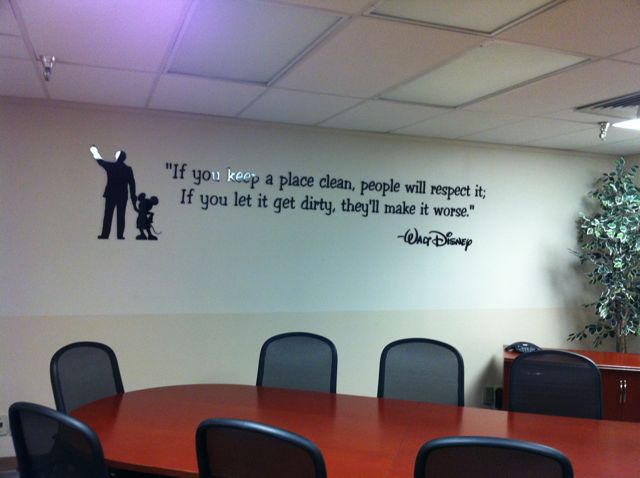 Walt Disney quote displayed on meeting room wall