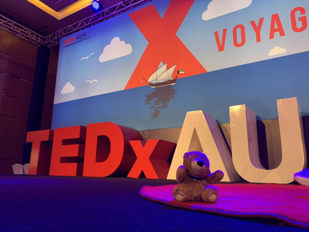 Teddy Bear on TEDx stage