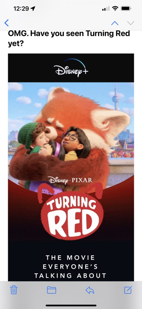 Turning Red Pixar ad