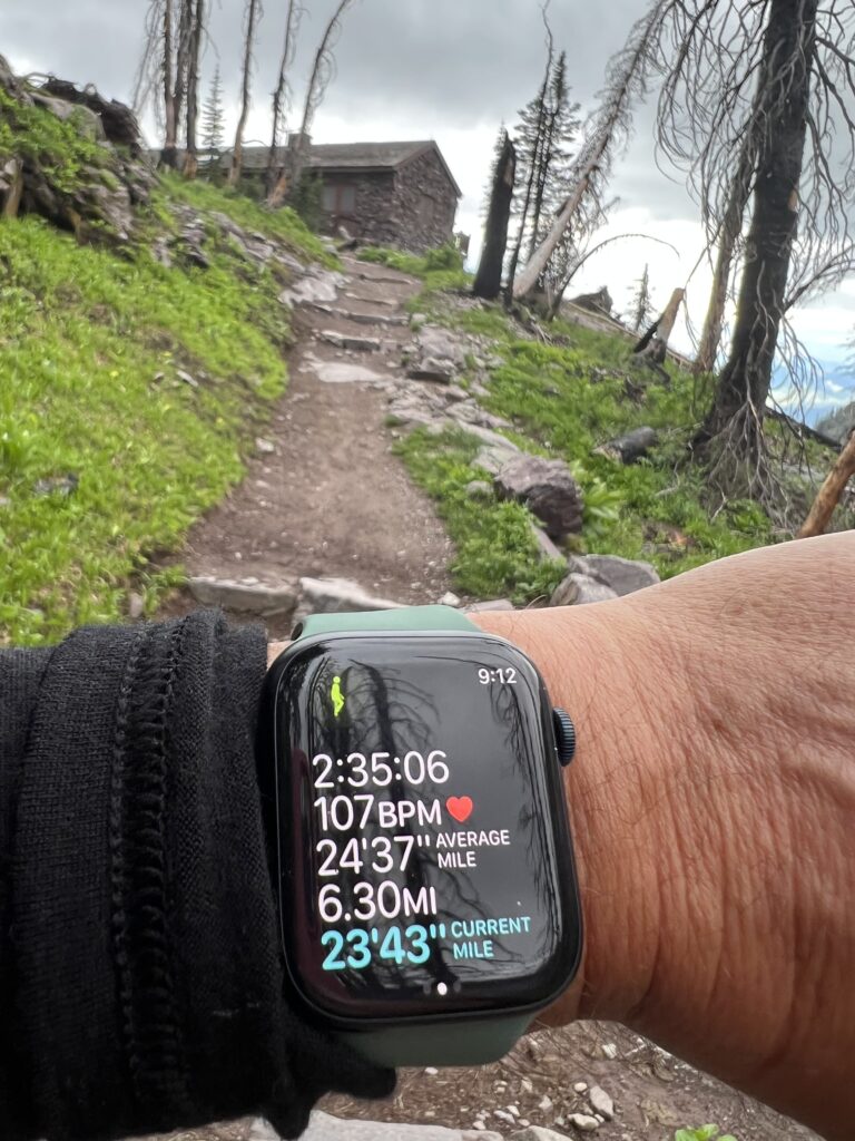 Apple Watch on hiking trail