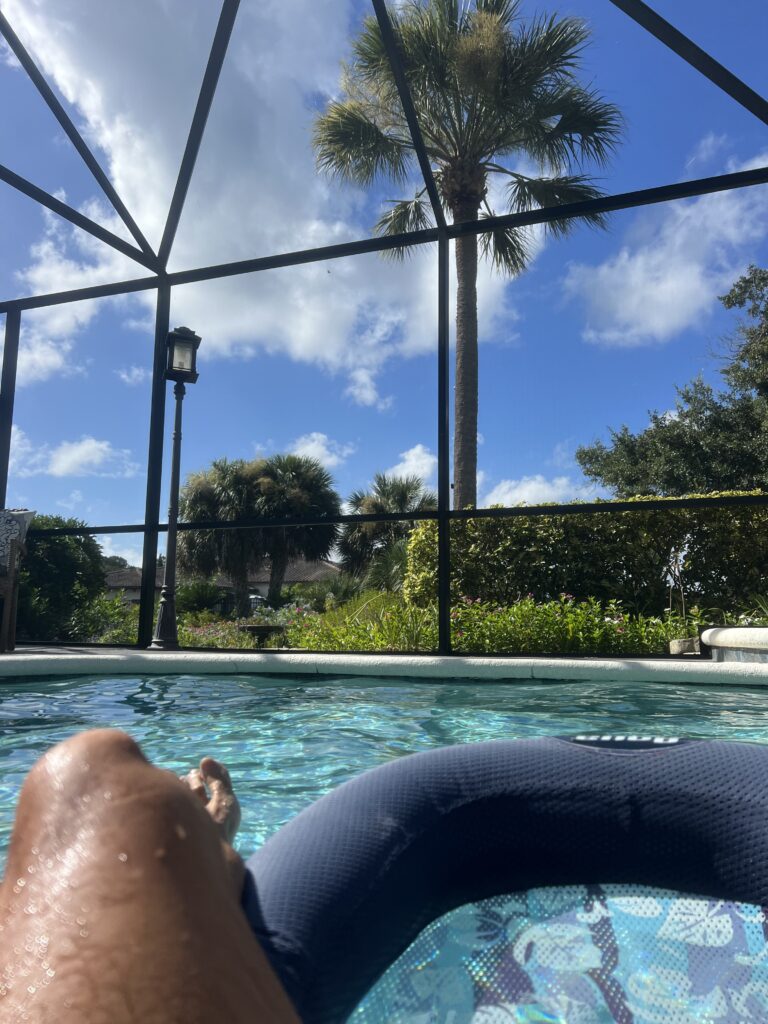 Pool with palm tree