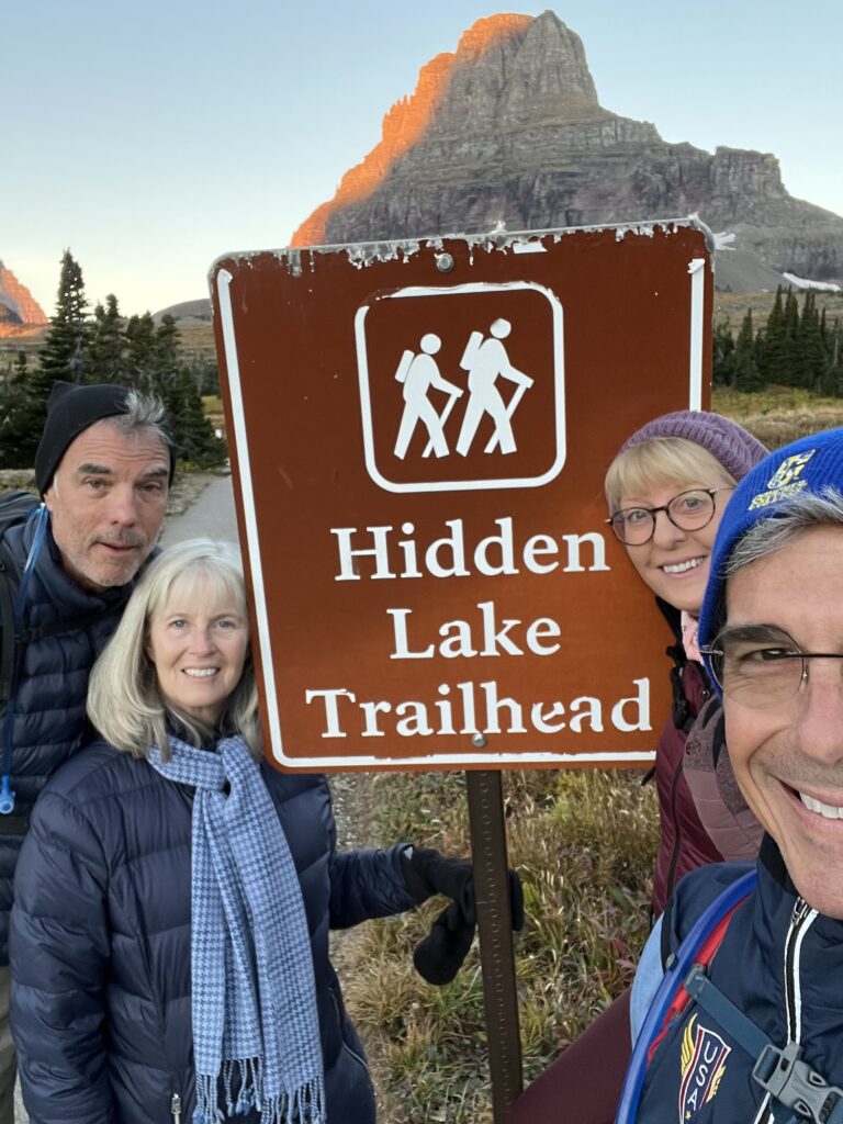 Four people at trail head