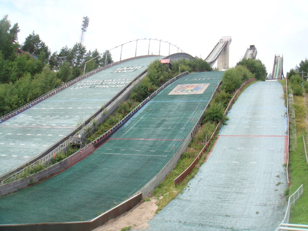 Three Finnish ski jump ramps