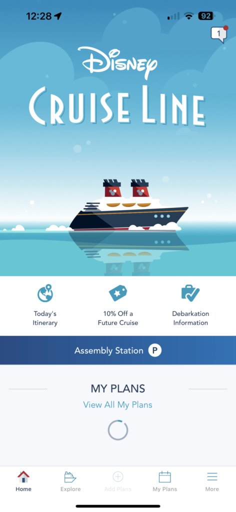 Disney cruise line app screenshot