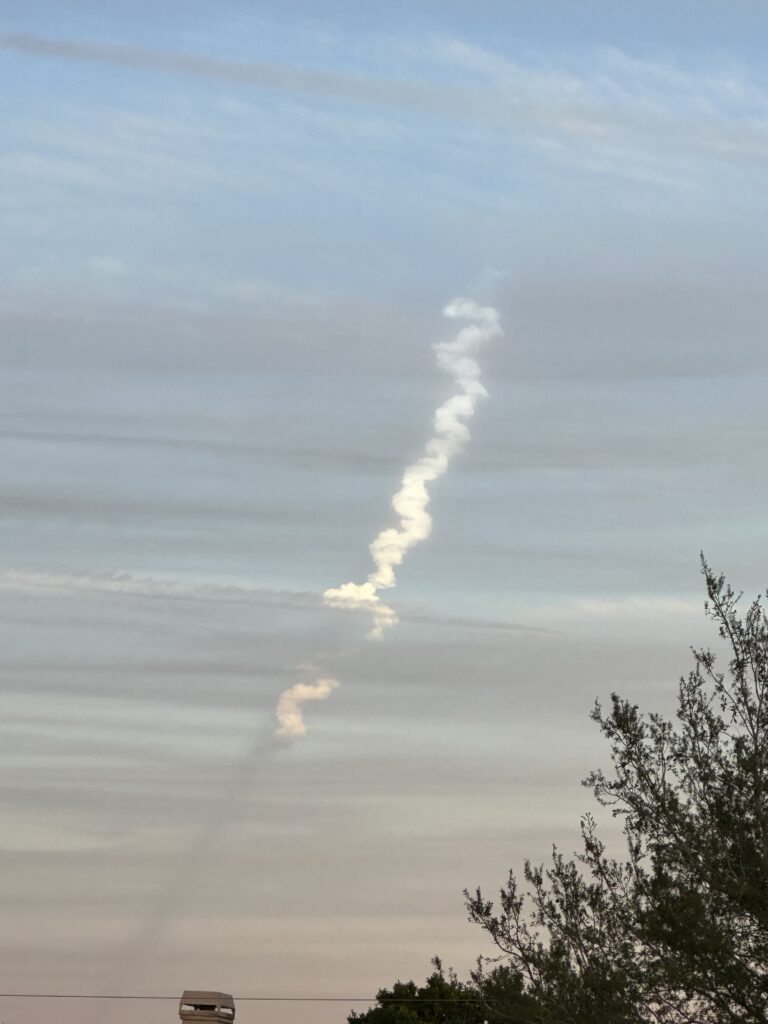 Rocket launch smoke trail