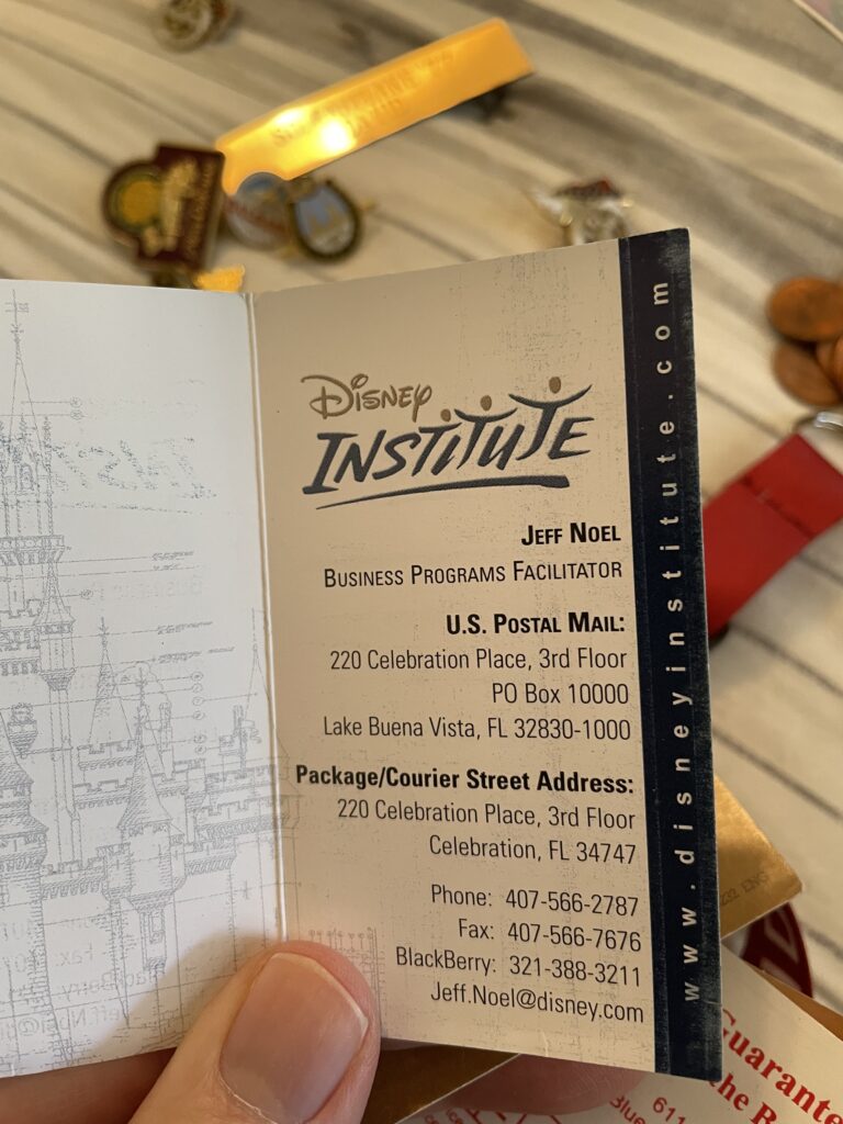 Disney Institute business card