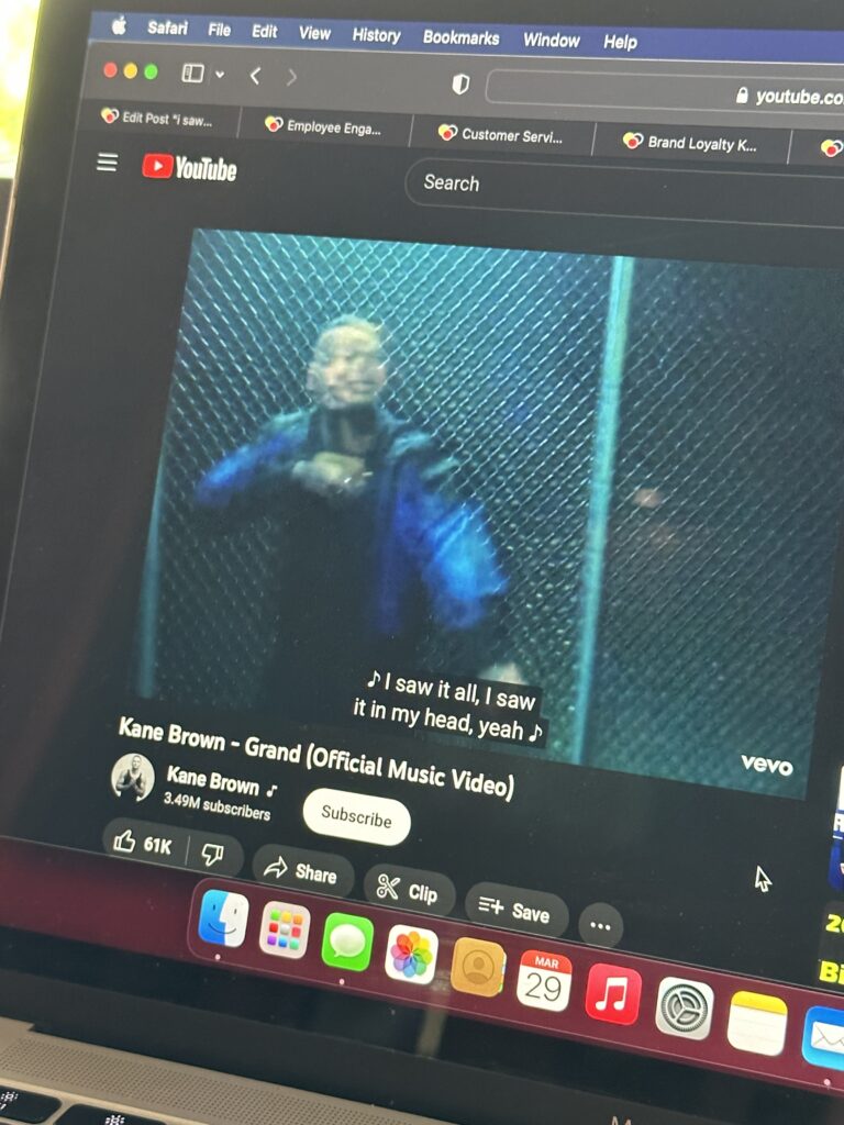 Kane Brown music video screen shot