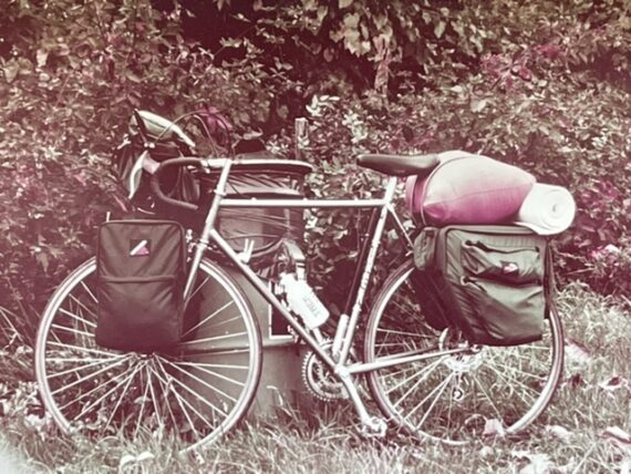 Loaded down touring bicycle