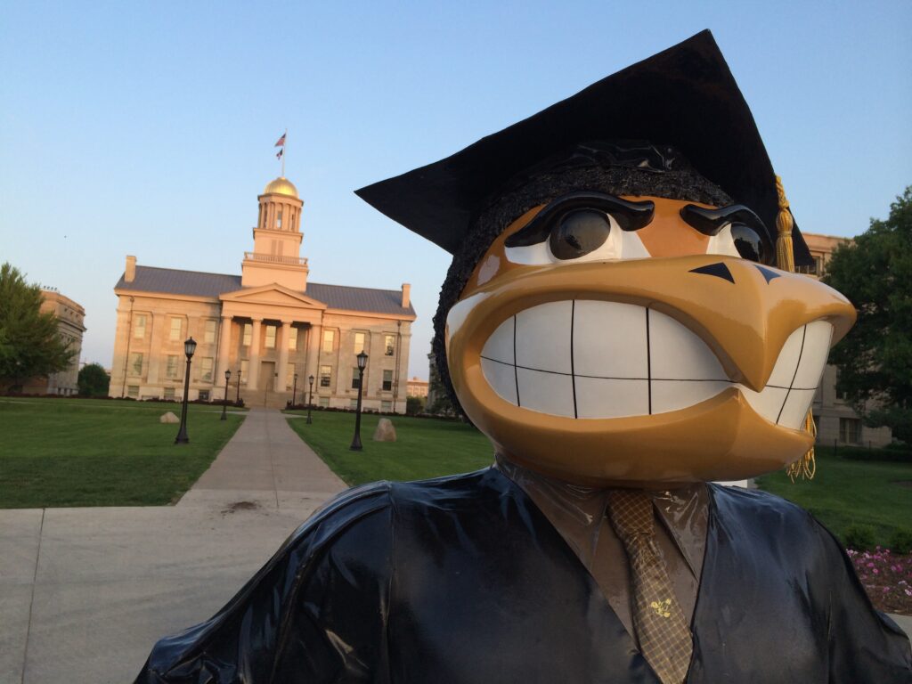 University of Iowa mascot, and admin building