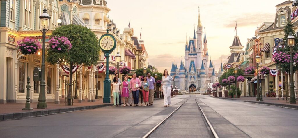 Disney Institute class walking down Main Street USA before the park opens