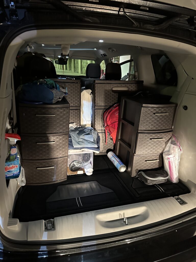 Mini van packed with luggage 